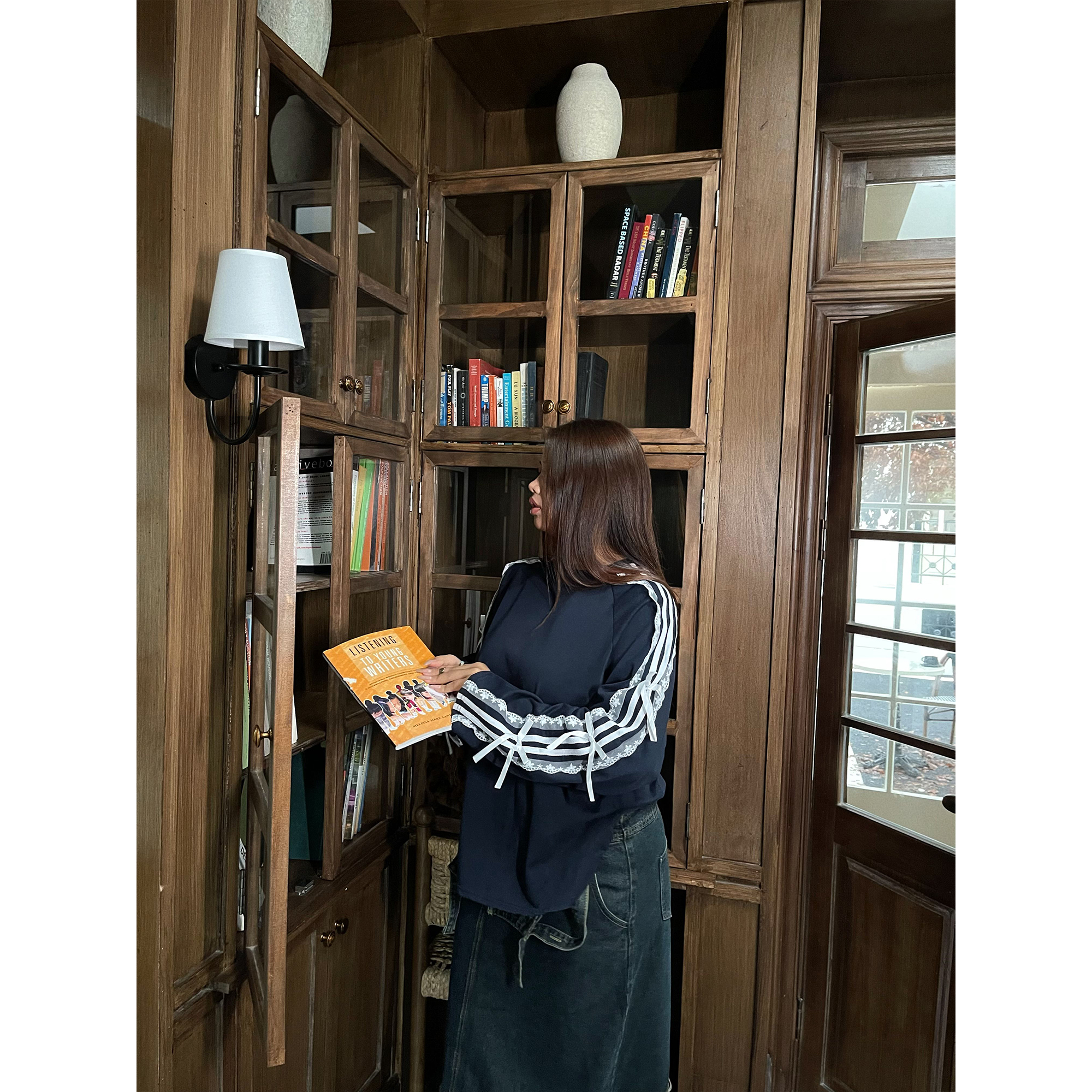 楠哥微胖mm甜辣学院风圆领长袖卫衣女秋冬大码宽松慵懒风百搭上衣