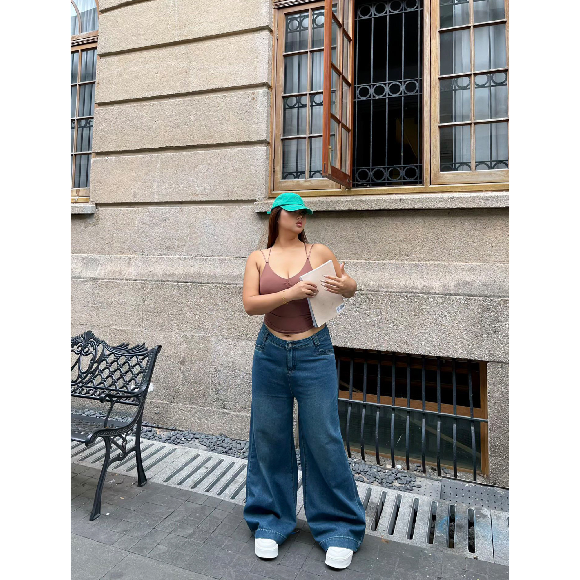 楠哥微胖mm复古水洗阔腿牛仔裤女2025新款大码宽松高腰直筒喇叭裤