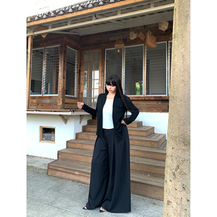 休闲运动西装 高腰宽松胖mm百搭西裤 阔腿裤 大码 女薄款 楠哥微胖时尚