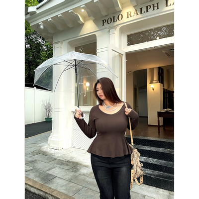 复古V领修身显瘦掐腰打底内搭T恤