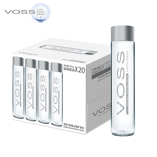 VOSS芙丝天然矿泉水弱碱性水375ml瓶高端玻璃瓶饮用水国产