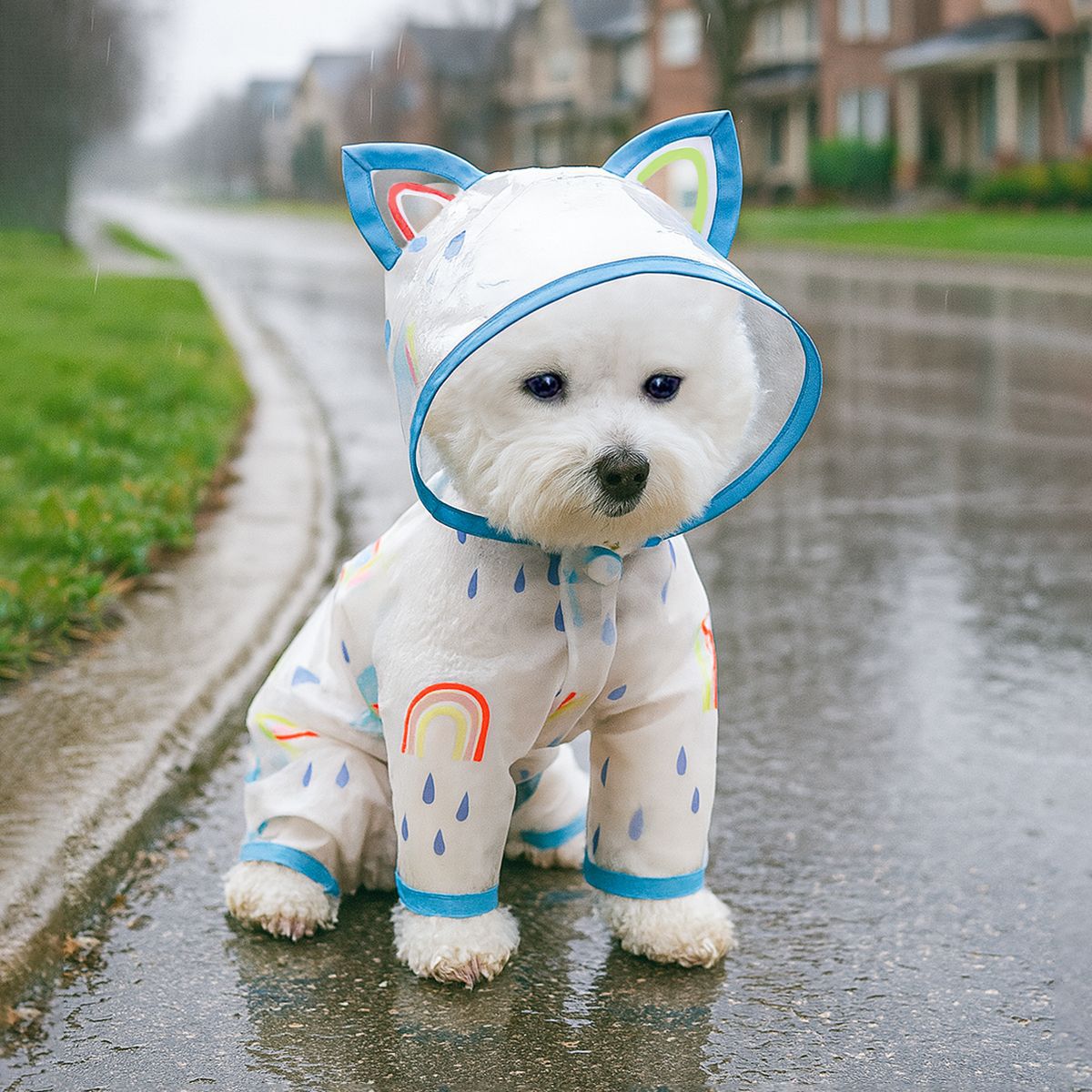 现货宠物狗雨衣宠物小狗猫咪雨衣小型犬四脚连体衣防水雨披集合
