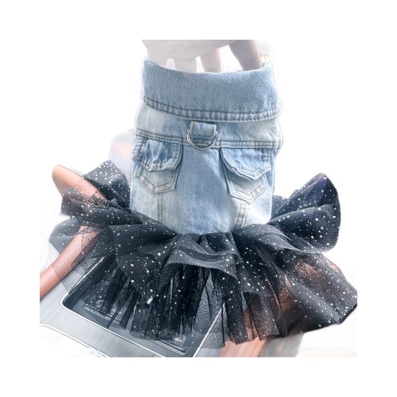 PETCIRCLE宠物小狗猫咪衣服可爱小型犬秋冬新款星云牛仔纱裙