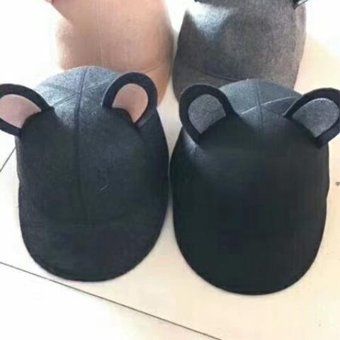 可爱卡通猫咪猫耳朵黑色鸭舌帽子嘻哈棒球