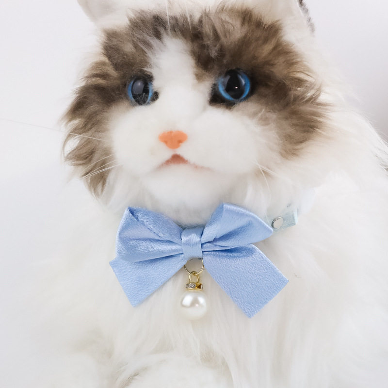 特价跨境亚马逊宠物项圈小猫咪狗蝴蝶结项链领结饰品绸缎水钻珍珠