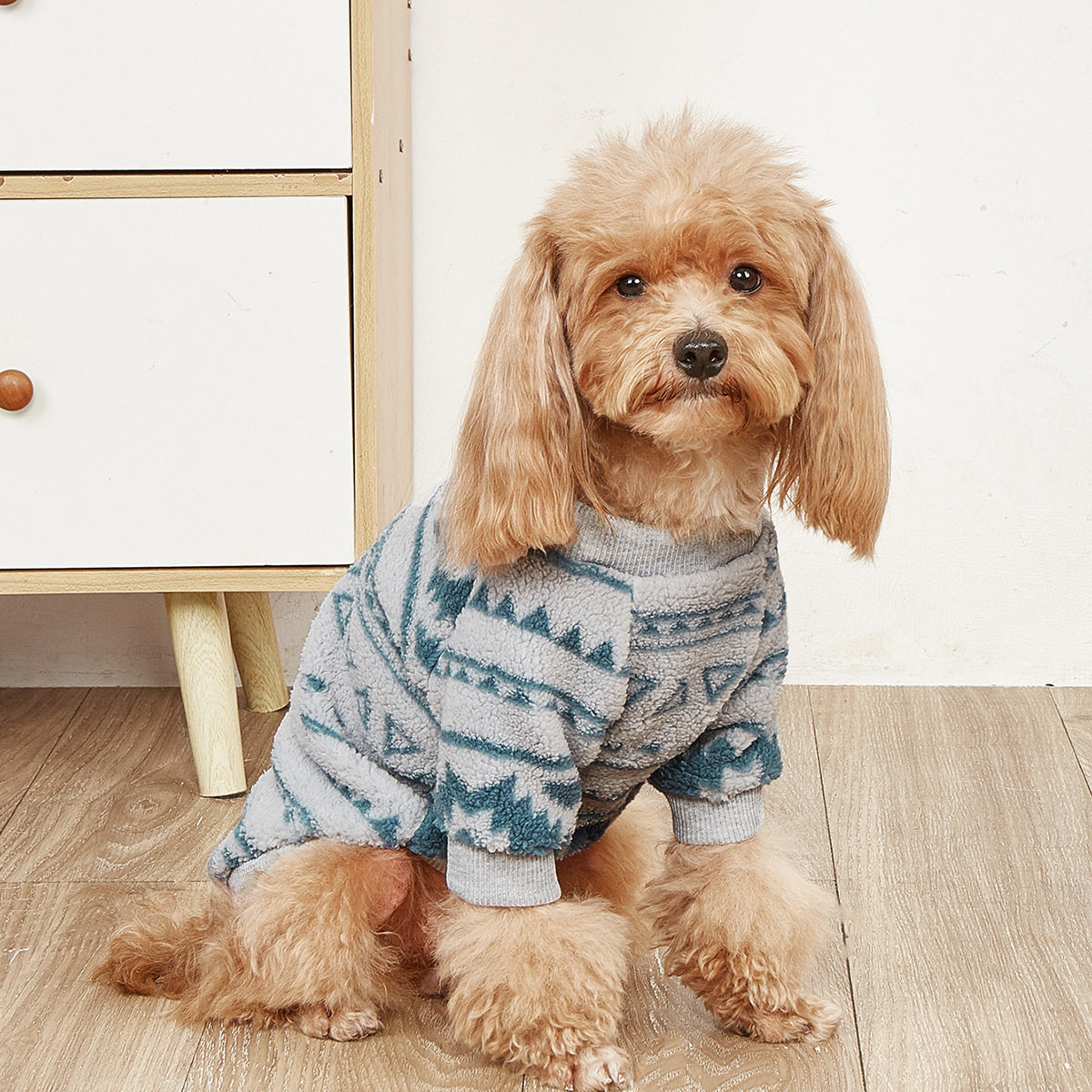 厂家批发图腾元素猫狗通用宠物衣服秋冬保暖防寒毛绒卫衣跨境货源