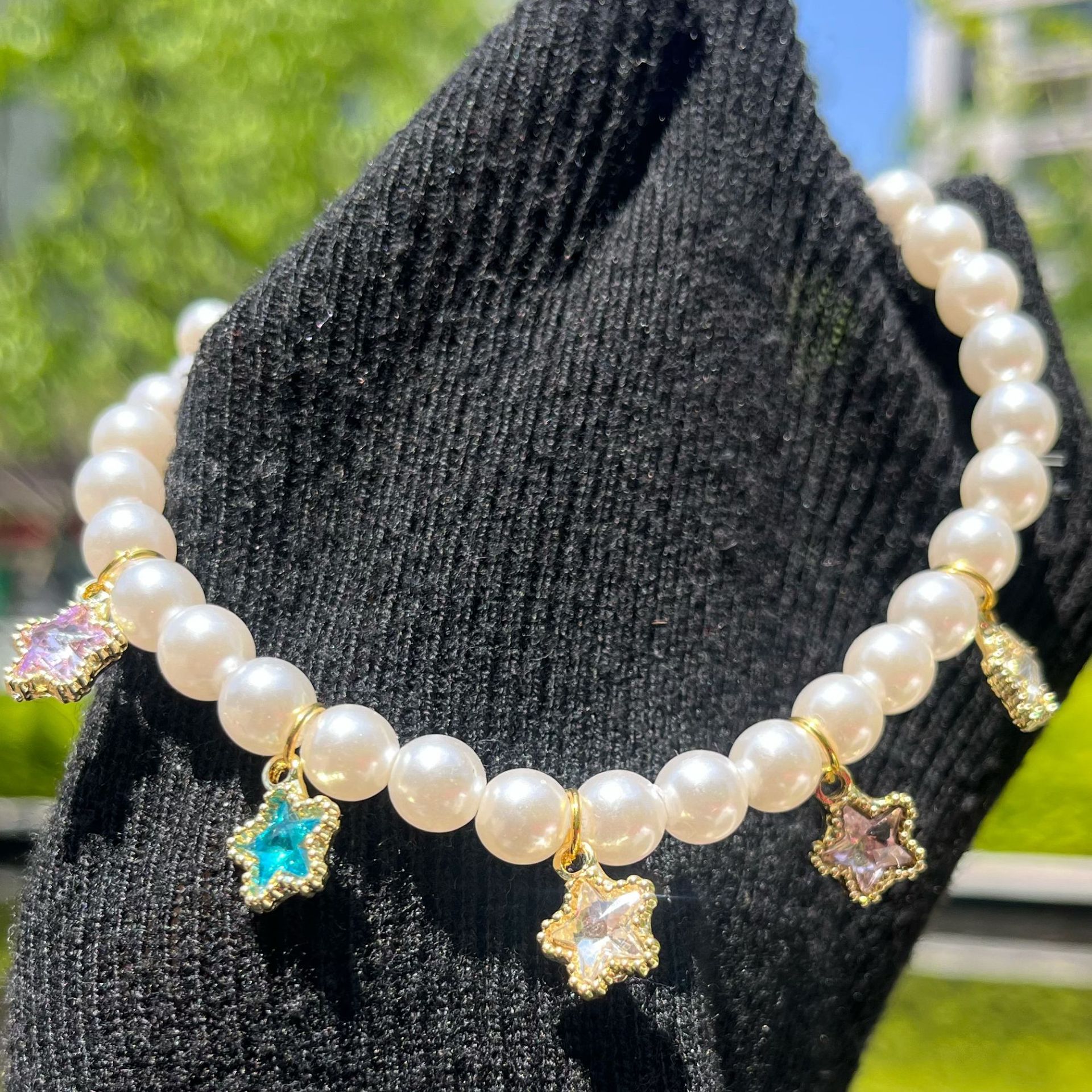 跨境宠物项圈装饰品珍珠爱心星星钻石项链猫猫狗狗玩具娃娃项链