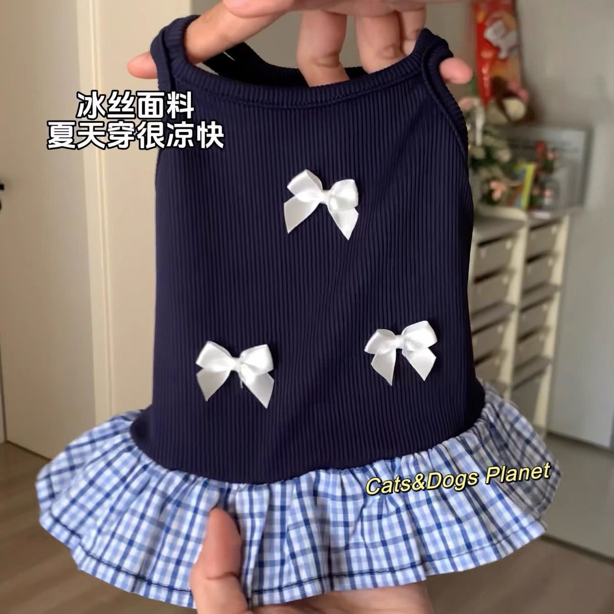 猫咪衣服夏季可爱蝴蝶结吊带裙子宠物布偶小猫狗狗薄款防掉毛夏装