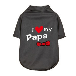狗衣服夏季透气爱心蝴蝶结英文I love my papa印花两脚衣网眼T恤