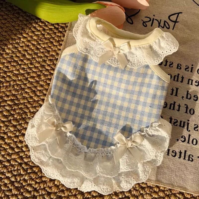 宠物狗狗猫咪衣服夏季薄款小型幼犬泰迪比熊约克夏蝴蝶结花边背心