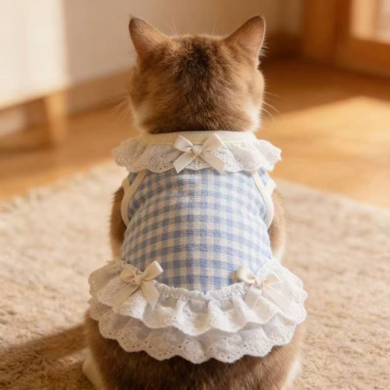 宠物狗狗夏季薄款小型幼犬泰迪比熊约克夏蝴蝶结背心宠物服饰防脏