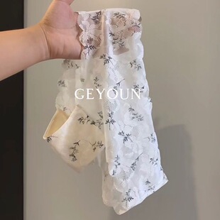 甜美印花舒适透气无痕透明纯欲小清新蕾丝性感女士内裤 纯棉抗菌裆