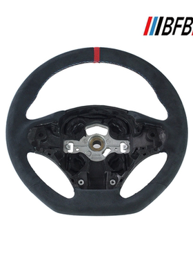 适用于宝马3系F30低配黑色翻毛皮红色缝线回正标运动款方向盘改装