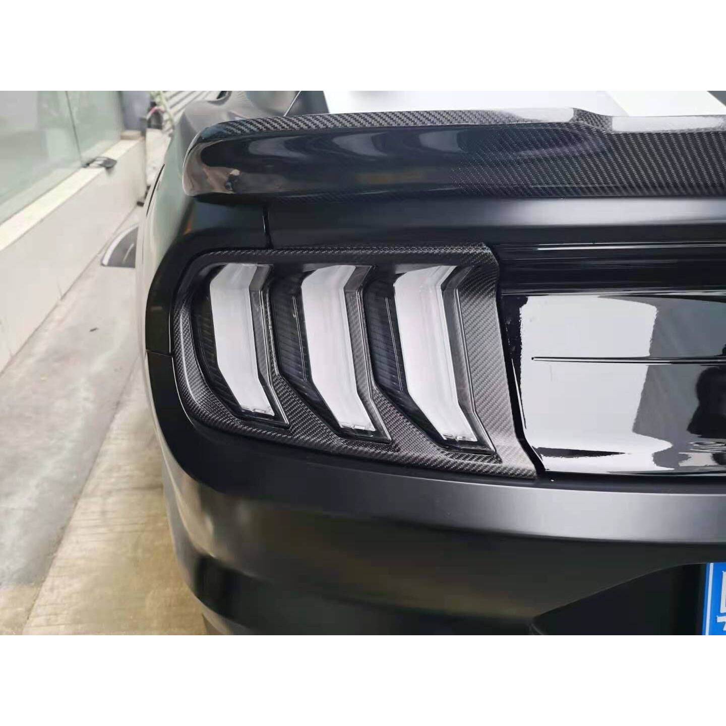 适用于18-21款福特野马Mustang碳纤维后尾灯外罩框壳 尾灯装饰盖