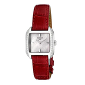 瑞士T LADY 时尚 Tissot天梭正品 女士石英腕表 贝母表盘复古方表