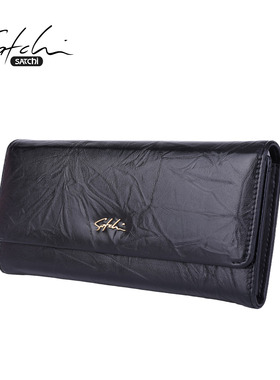 沙驰钱包女真皮2026新款时尚百搭简约牛皮长款钱夹多卡位零钱包潮