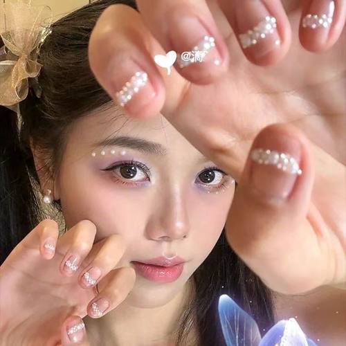 珍珠小贝壳｜纯手工穿戴甲小红书同款纯手工穿戴甲珍珠小贝指甲片