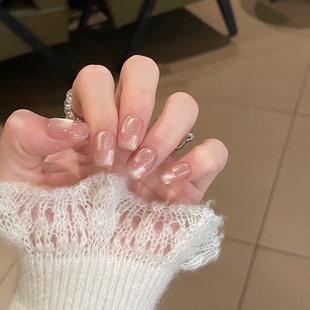 纯手工温柔空间猫眼法式裸色日常自然百搭显白通勤高级时尚穿戴甲