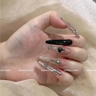 纯手工美甲穿戴甲甜酷辣妹暗黑十字架显白可拆卸指甲贴反复使用