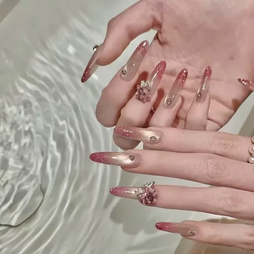 【糖果冰淇淋】手工穿戴甲春夏渐变猫眼碎钻轻奢时尚高级感美甲贴