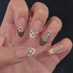 新款 纯手工穿戴美甲千禧风米菲兔美甲ins可爱手绘百搭光疗可拆卸