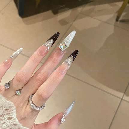 【梦露】2025秋季高级感气质裸色猫眼法式美甲K9闪钻穿戴甲纯手工