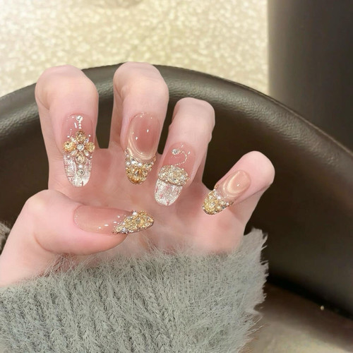 【小香鹅】新款纯手工穿戴甲光疗满钻锆石高级感显白纯手作美甲片