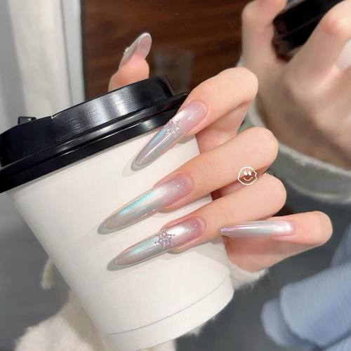 【月光城堡】纯手工穿戴高级手工温柔猫眼新款爆闪显白指甲可拆卸