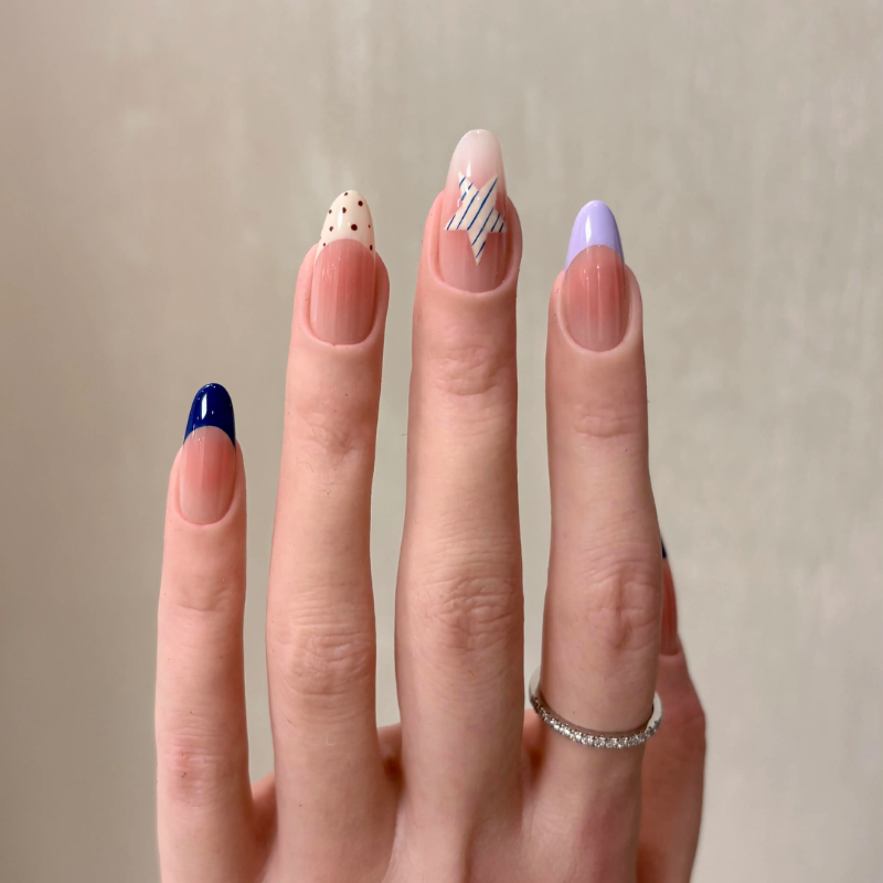 夏威夷岛法式 ins风纯手工穿戴甲高级感短款椭圆美甲贴片假指甲片