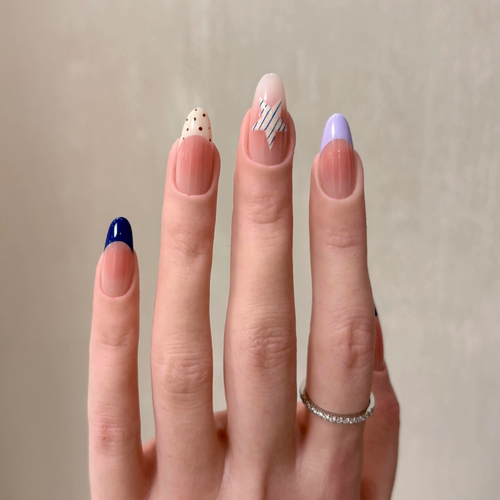 夏威夷岛法式 ins风纯手工穿戴甲高级感短款椭圆美甲贴片假指甲片