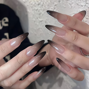 渐变暗夜｜黑色穿戴美甲长款 气质简约暗黑渐变穿戴甲欧美辣妹贴片