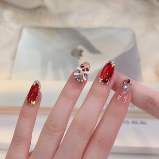 告白烟火醒狮彩色烟花眼显白高级感纯手工美甲 新年款 万事大吉