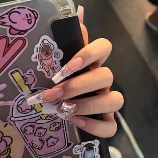 热恋爆闪满钻全华高级腮红法式 甜美手工穿戴甲超仙高级感华丽爆款