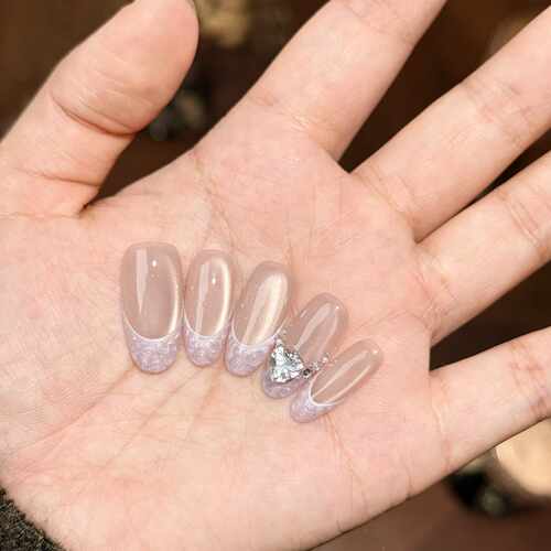 【指尖浪卷】水光设计感纹理指尖温柔裸色简约纯手工穿戴美甲贴