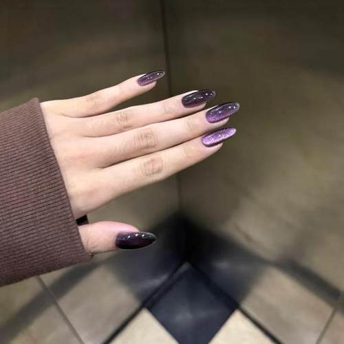 纯手工穿戴甲高级猫眼配色纯色爆闪上手显白秋冬新品美甲甲片贴片