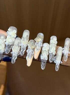 【繁花盛宴】轻奢重工雕花美甲猫眼纯手工穿戴甲贴片新款假指甲片