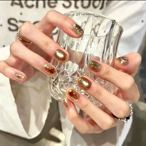 【扶摇】美拉德色系复古显白贵气秋冬款晕染猫眼纯手工穿戴美甲贴