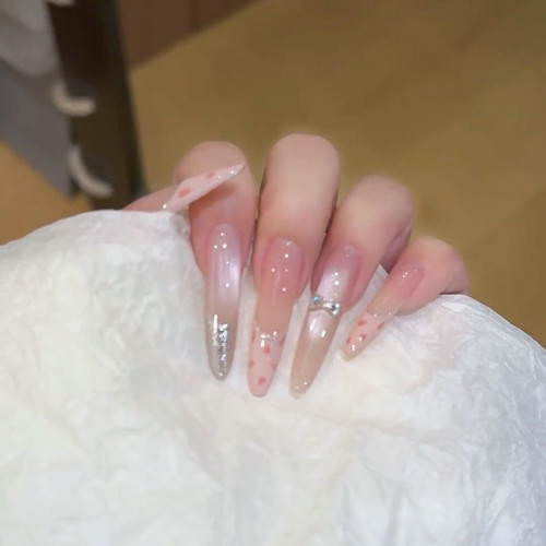 新款渐变纯手工穿戴蝴蝶爆闪猫眼显白温柔法式高级气质美甲贴片