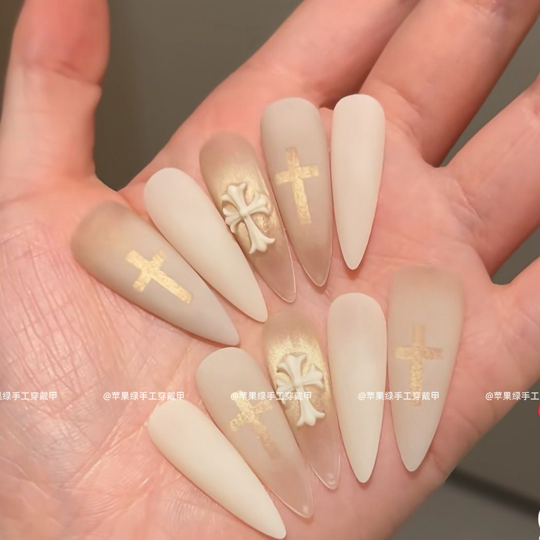 「修女」温柔秋冬磨砂奶白新款美甲穿戴蝴蝶结精致高级贴片手工,彩妆/香水/美妆工具,穿戴甲/甲片,淘宝优惠券,粉丝福利购,淘宝优惠卷