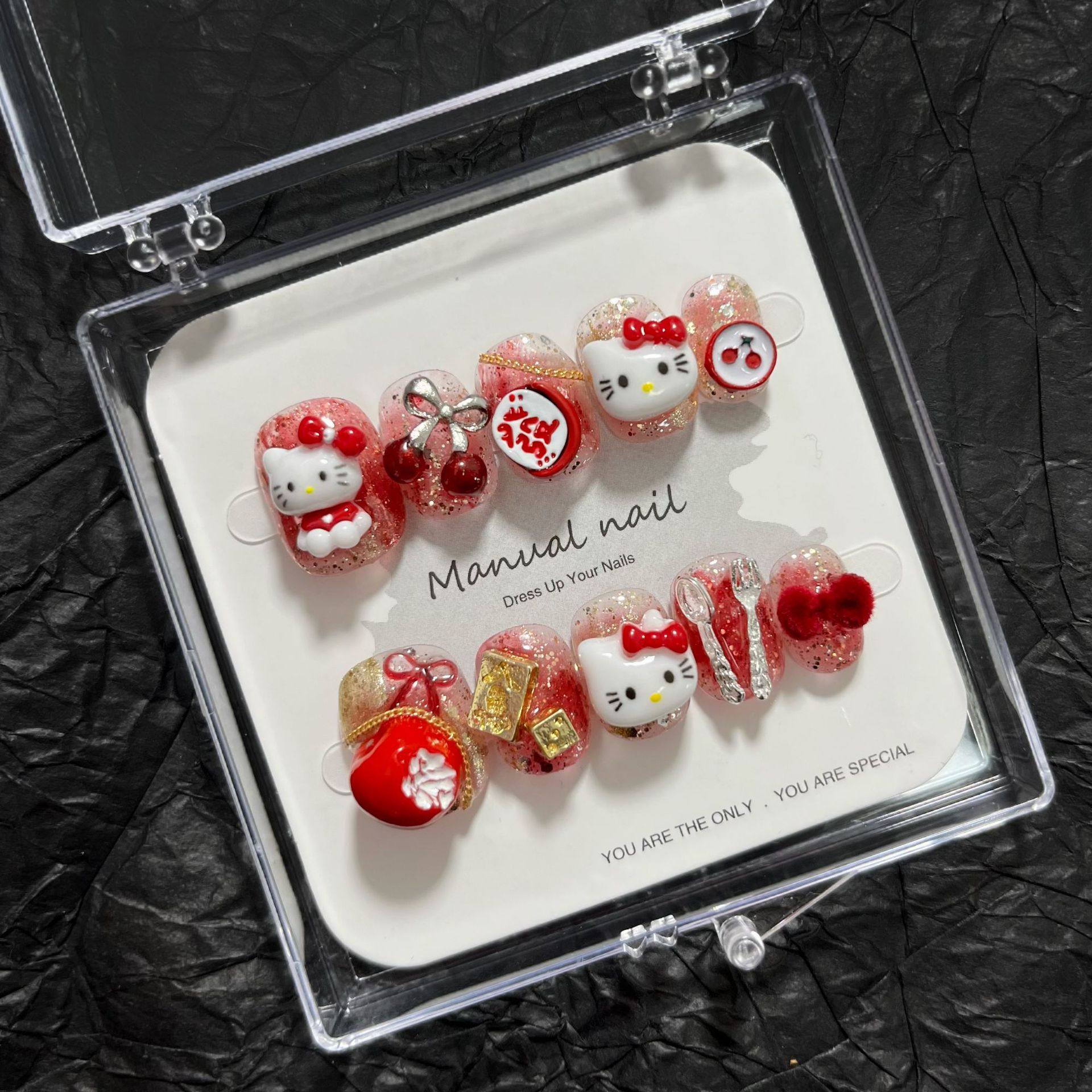 【新年KT】纯手工制作可爱卡通少女短圆穿戴美甲贴片可拆卸,彩妆/香水/美妆工具,穿戴甲/甲片,淘宝优惠券,粉丝福利购,淘宝优惠卷
