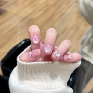 ins风温柔氛围感纯手工穿戴甲短款 美甲假指甲贴片纯手作美甲贴片