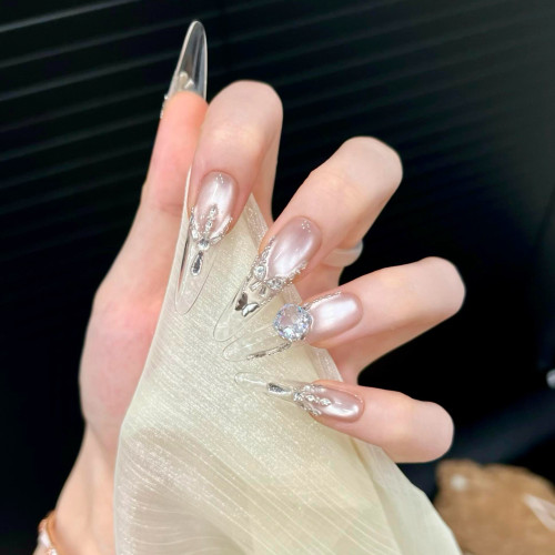 【冷月光】珠光晶石猫眼立体蝴蝶锆石设计感清冷气质纯手工穿戴甲