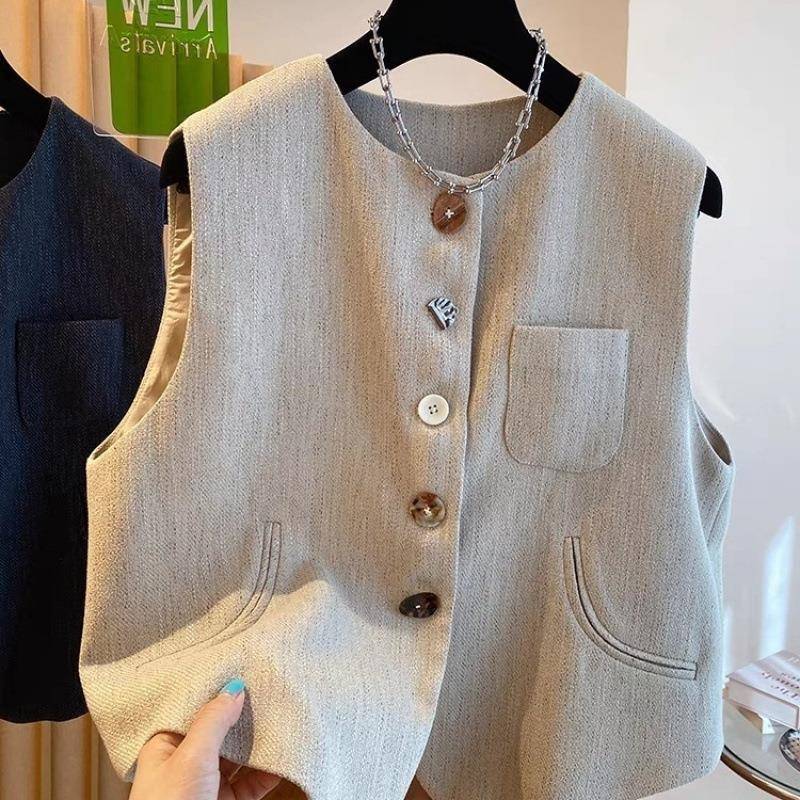 高端小西装马甲女春秋2025新款宽松外穿无袖马夹背心上衣