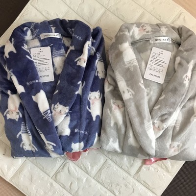加厚卡通风长袍珊瑚绒家居服