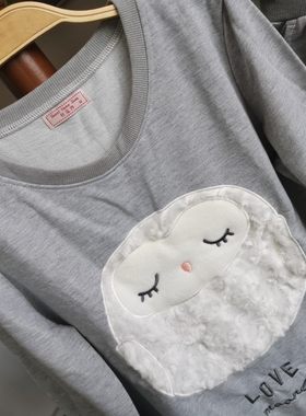 春秋季卡通可爱女生长袖套头睡衣