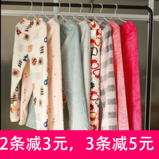 秋冬季情侣男士女生可爱印花加厚睡裤冬天家居裤长裤珊瑚绒法兰绒