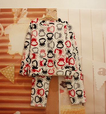 加厚珊瑚绒卡通韩版秋季家居服