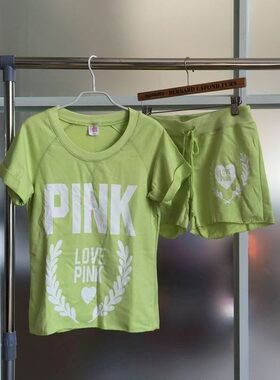 夏季全棉韩国pink套装可爱睡衣