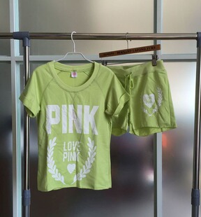 甜美 夏季 可爱 纯棉家居服套装 短裤 全棉睡衣女 韩国PINK短袖