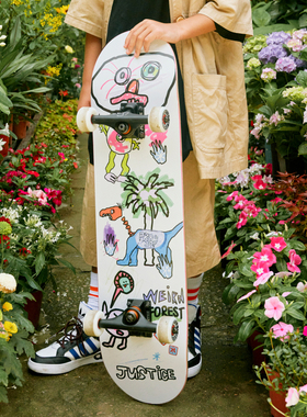 JUSTICE专业滑板 X yewanzi怪诞森林系列沸点动作板代步刷街板